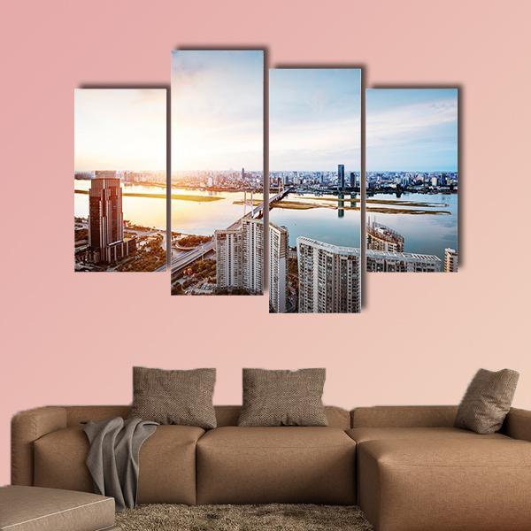 Shanghai Interchange Overpass Canvas Wall Art-4 Pop-Gallery Wrap-50" x 32"-Tiaracle