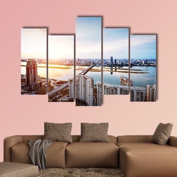 Shanghai Interchange Overpass Canvas Wall Art-5 Pop-Gallery Wrap-47" x 32"-Tiaracle
