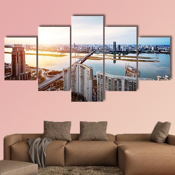 Shanghai Interchange Overpass Canvas Wall Art-5 Pop-Gallery Wrap-47" x 32"-Tiaracle