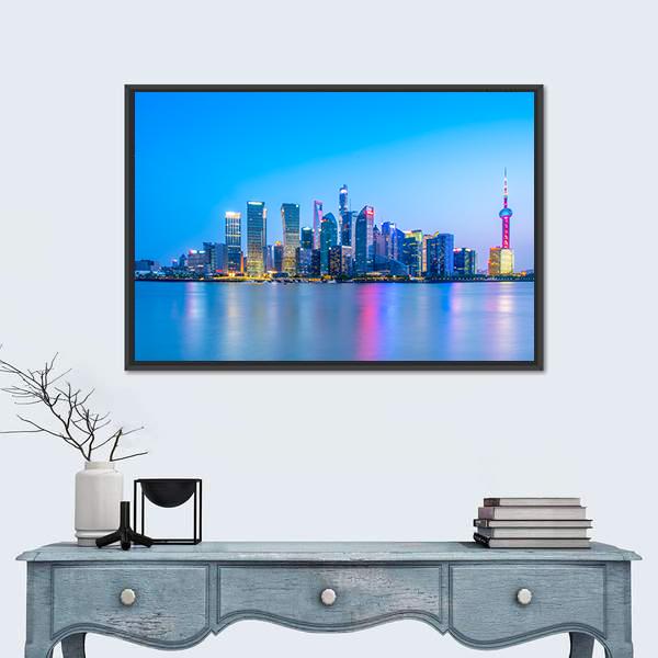 Shanghai Landscape Canvas Wall Art-1 Piece-Floating Frame-24" x 16"-Tiaracle
