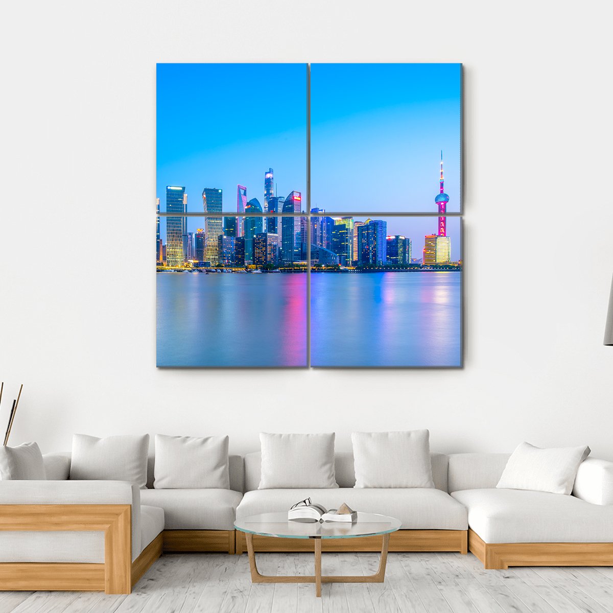 Shanghai Landscape Canvas Wall Art-4 Square-Gallery Wrap-17" x 17"-Tiaracle
