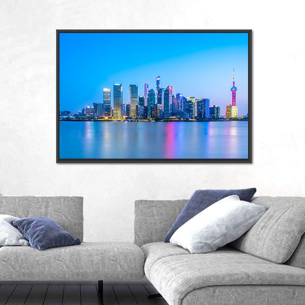 Shanghai Landscape Canvas Wall Art-3 Horizontal-Gallery Wrap-25" x 16"-Tiaracle