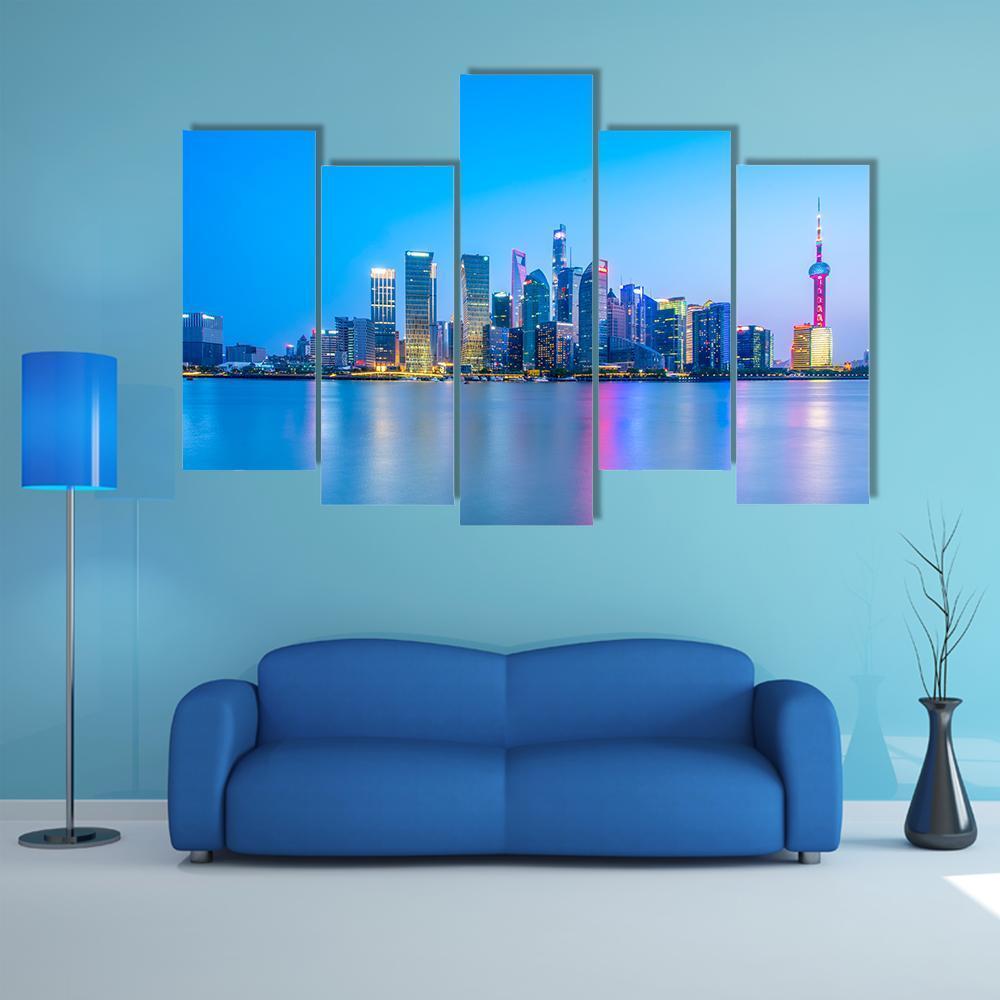 Shanghai Landscape Canvas Wall Art-5 Pop-Gallery Wrap-47&quot; x 32&quot;-Tiaracle