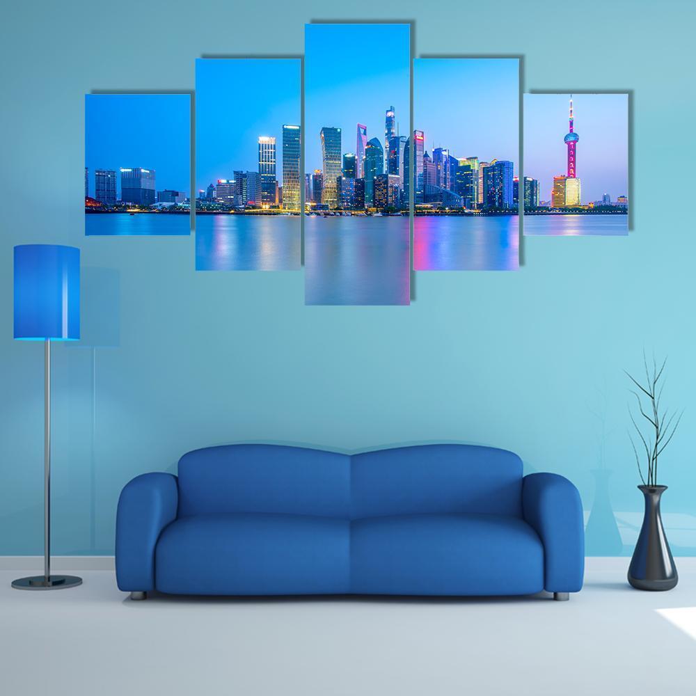 Shanghai Landscape Canvas Wall Art-5 Star-Gallery Wrap-62&quot; x 32&quot;-Tiaracle