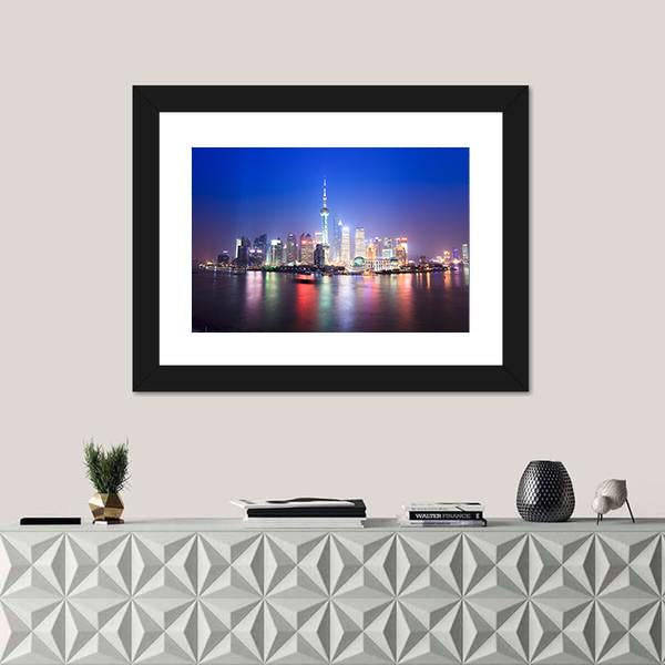 Shanghai Skyline China Panoramic Canvas Wall Art-1 Piece-36&quot; x 12&quot;-Tiaracle