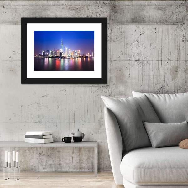 Shanghai Skyline China Panoramic Canvas Wall Art-1 Piece-36&quot; x 12&quot;-Tiaracle