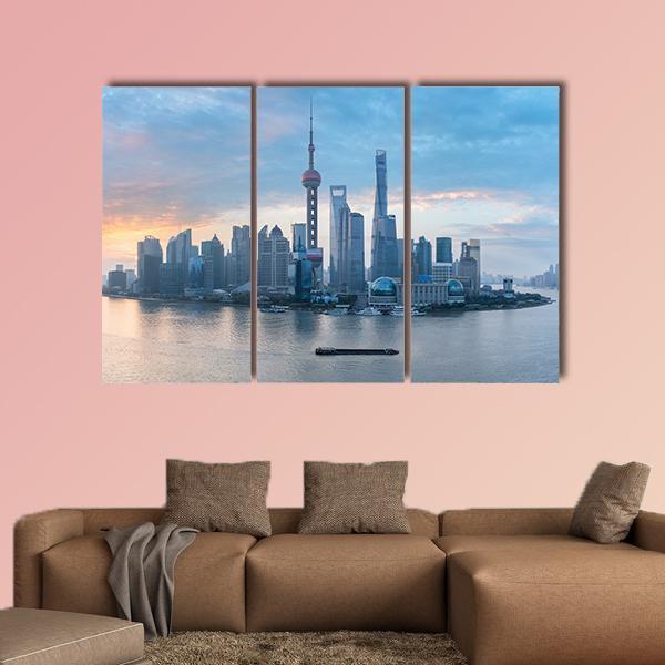 Shanghai Skyline Of Lujiazui Canvas Wall Art-3 Horizontal-Gallery Wrap-25&quot; x 16&quot;-Tiaracle