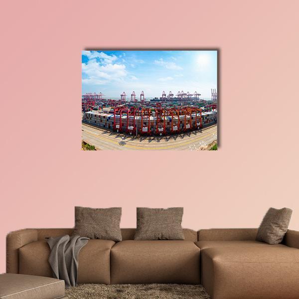 Shanghai Yangshan Deepwater Port Canvas Wall Art-1 Piece-Gallery Wrap-48" x 32"-Tiaracle