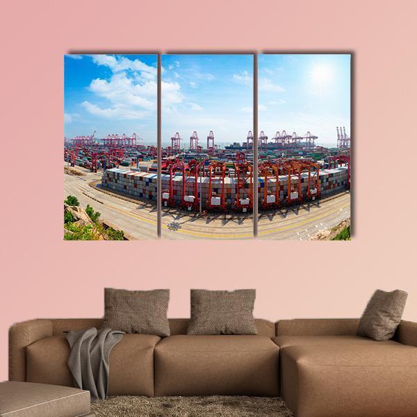 Shanghai Yangshan Deepwater Port Canvas Wall Art-3 Horizontal-Gallery Wrap-25" x 16"-Tiaracle