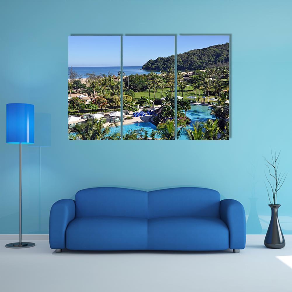 Shangri-la Hotel Resort In Kota Kinabalu Canvas Wall Art-3 Horizontal-Gallery Wrap-37" x 24"-Tiaracle