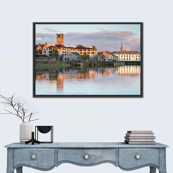 Shannon River Scenery In Ireland Canvas Wall Art-1 Piece-Floating Frame-24" x 16"-Tiaracle