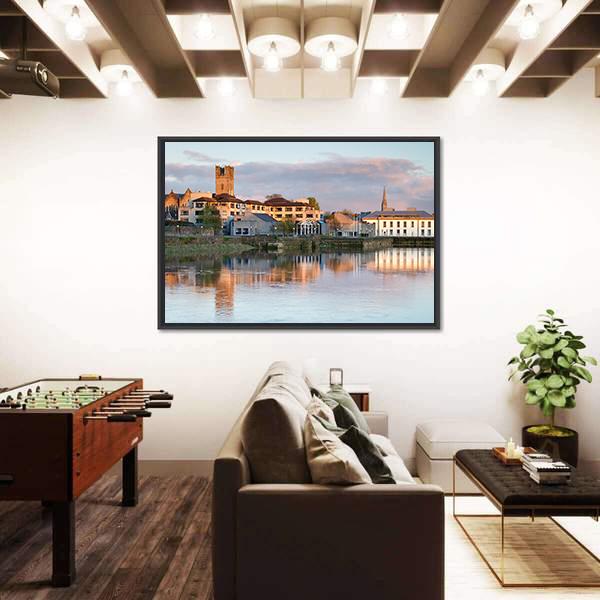 Shannon River Scenery In Ireland Canvas Wall Art-3 Horizontal-Gallery Wrap-25" x 16"-Tiaracle