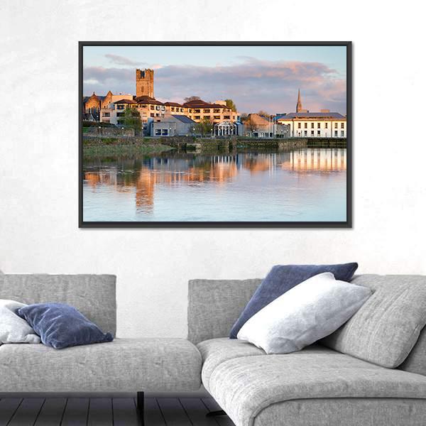 Shannon River Scenery In Ireland Canvas Wall Art-3 Horizontal-Gallery Wrap-25" x 16"-Tiaracle