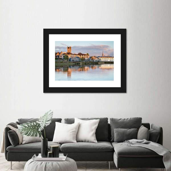 Shannon River Scenery In Ireland Canvas Wall Art-3 Horizontal-Gallery Wrap-25" x 16"-Tiaracle