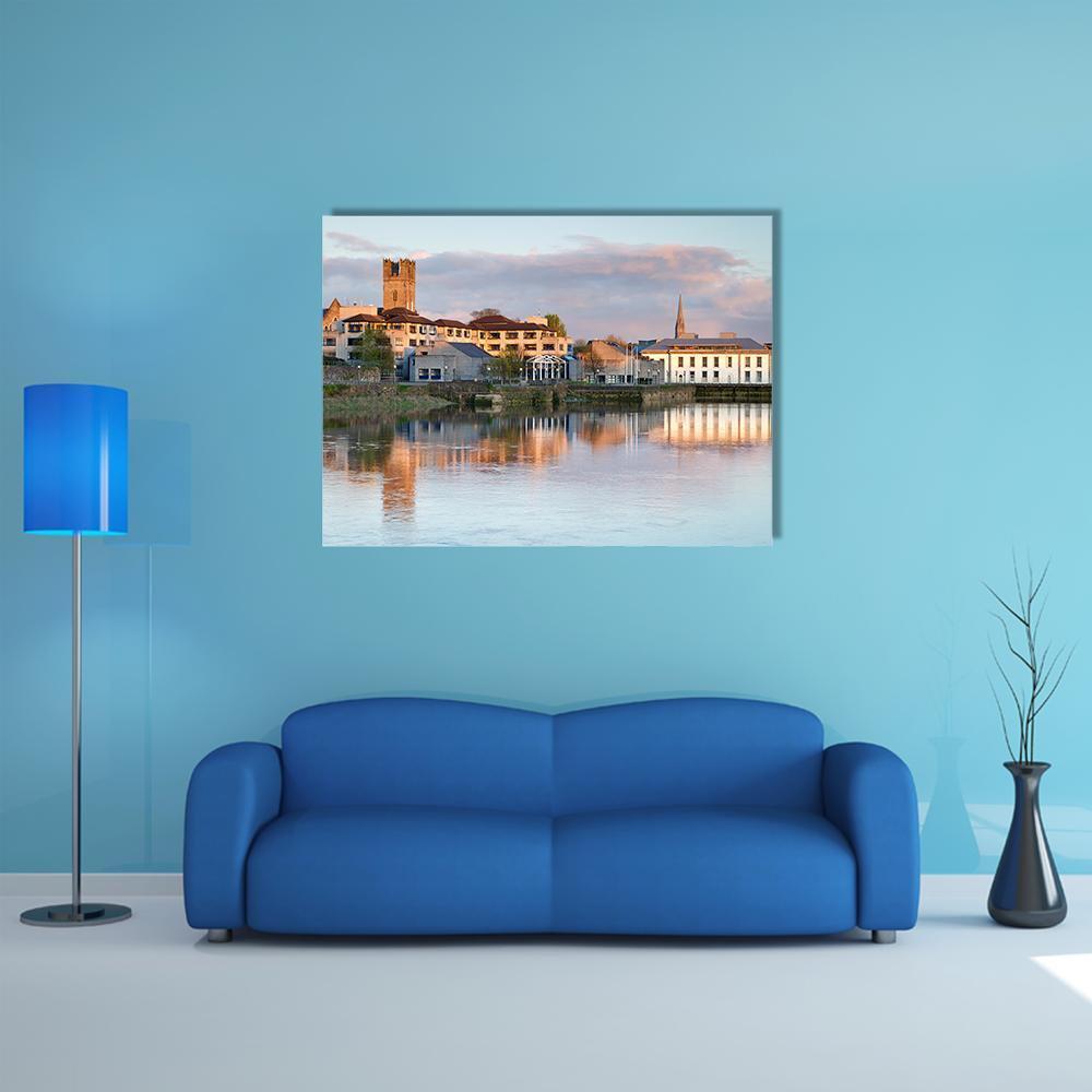 Shannon River Scenery In Ireland Canvas Wall Art-1 Piece-Gallery Wrap-48" x 32"-Tiaracle