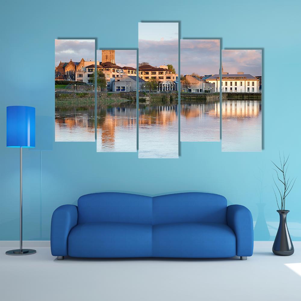 Shannon River Scenery In Ireland Canvas Wall Art-5 Pop-Gallery Wrap-47" x 32"-Tiaracle