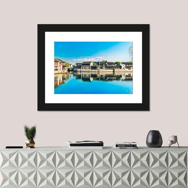 Shantang Street Along The River Canvas Wall Art-1 Piece-Framed Print-20" x 16"-Tiaracle