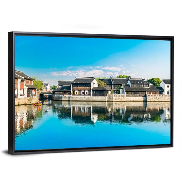 Shantang Street Along The River Canvas Wall Art-3 Horizontal-Gallery Wrap-25" x 16"-Tiaracle
