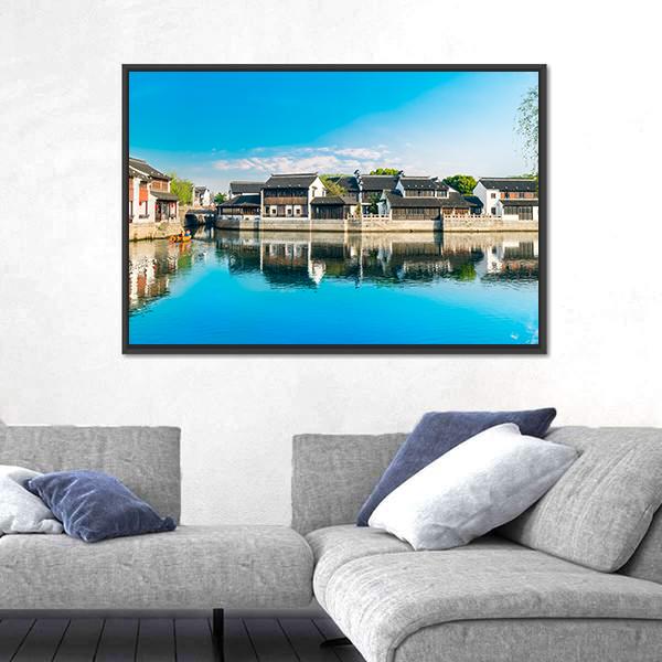 Shantang Street Along The River Canvas Wall Art-3 Horizontal-Gallery Wrap-25" x 16"-Tiaracle