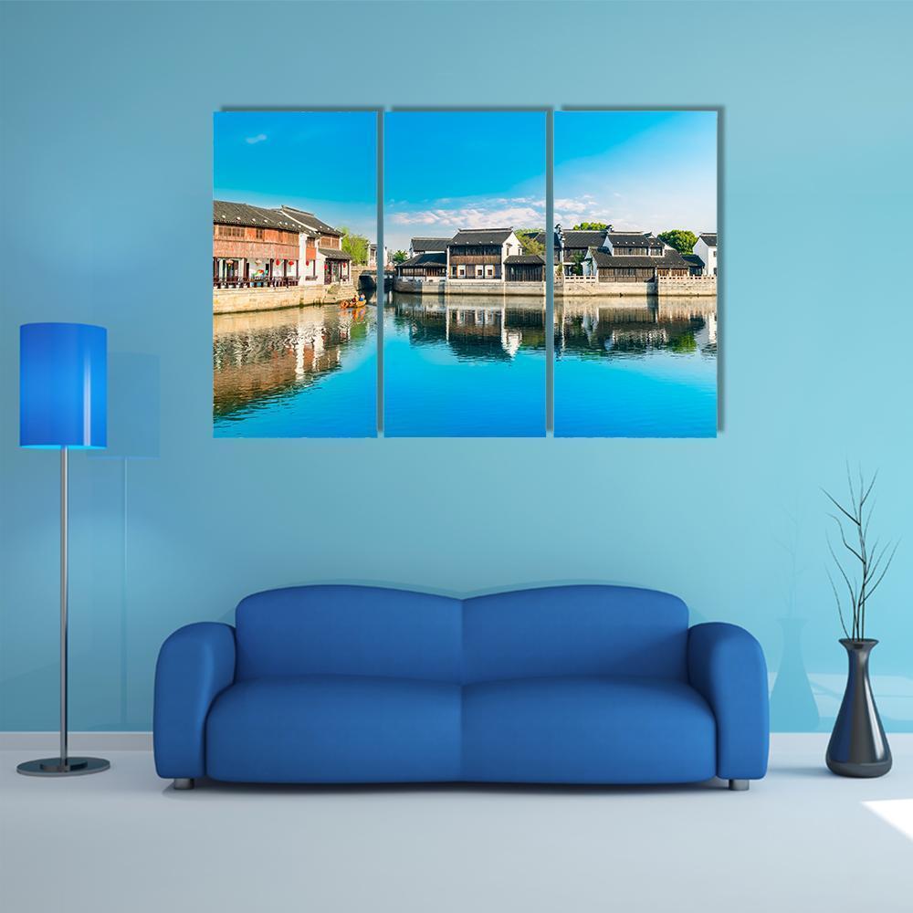 Shantang Street Along The River Canvas Wall Art-3 Horizontal-Gallery Wrap-37" x 24"-Tiaracle