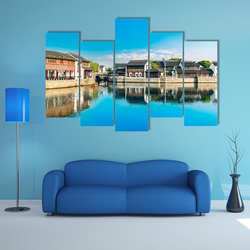 Shantang Street Along The River Canvas Wall Art-5 Pop-Gallery Wrap-47" x 32"-Tiaracle