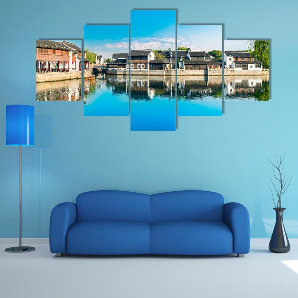 Shantang Street Along The River Canvas Wall Art-5 Star-Gallery Wrap-62" x 32"-Tiaracle