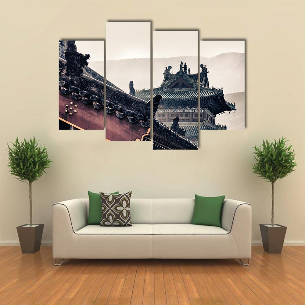 Shaolin Temple In China Canvas Wall Art-4 Pop-Gallery Wrap-50" x 32"-Tiaracle