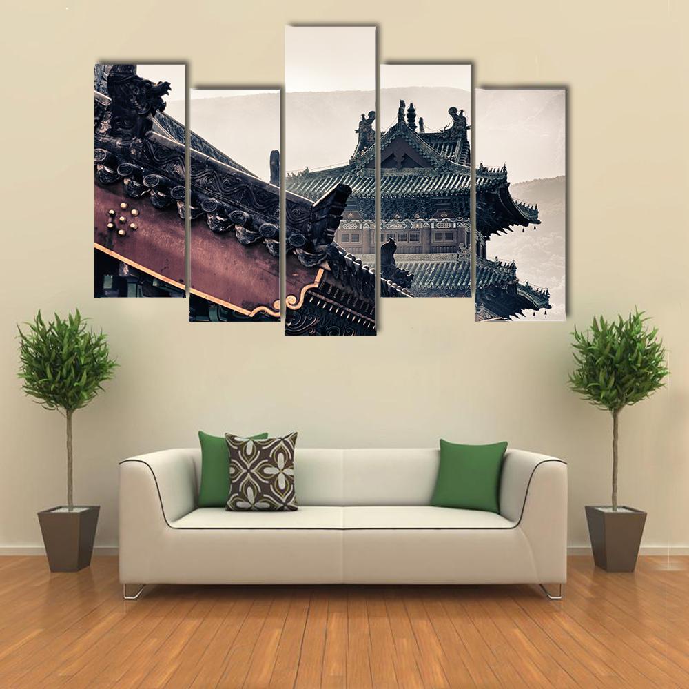 Shaolin Temple In China Canvas Wall Art-5 Pop-Gallery Wrap-47" x 32"-Tiaracle