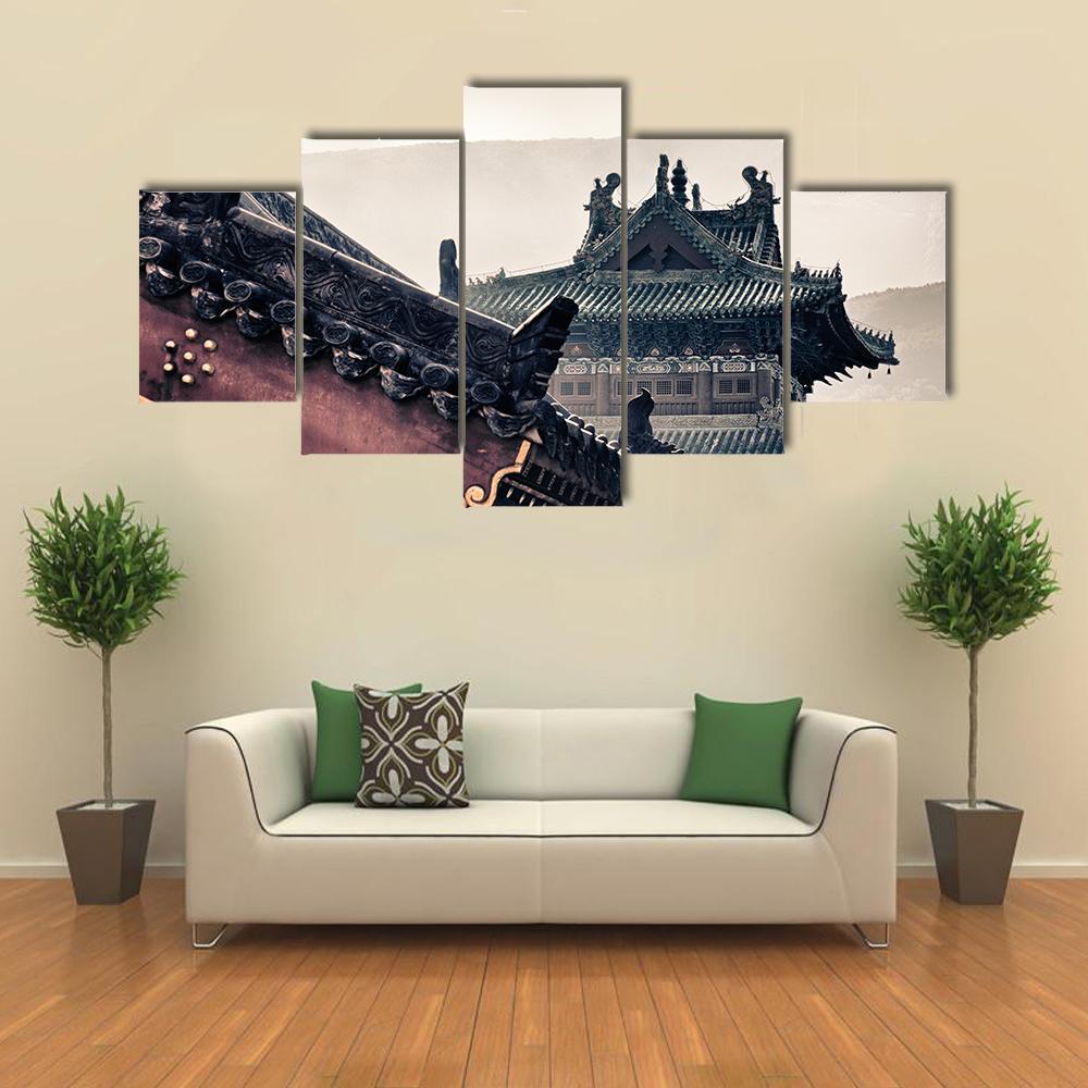 Shaolin Temple In China Canvas Wall Art-3 Horizontal-Gallery Wrap-37" x 24"-Tiaracle