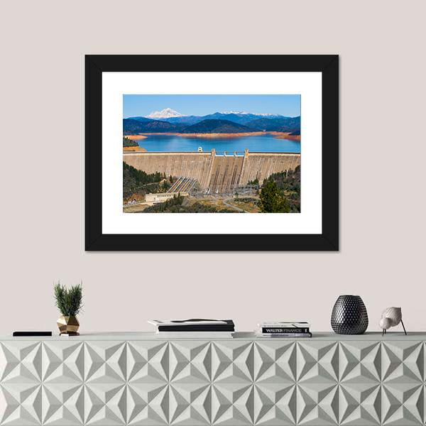Shasta Dam Canvas Wall Art-1 Piece-Framed Print-20" x 16"-Tiaracle