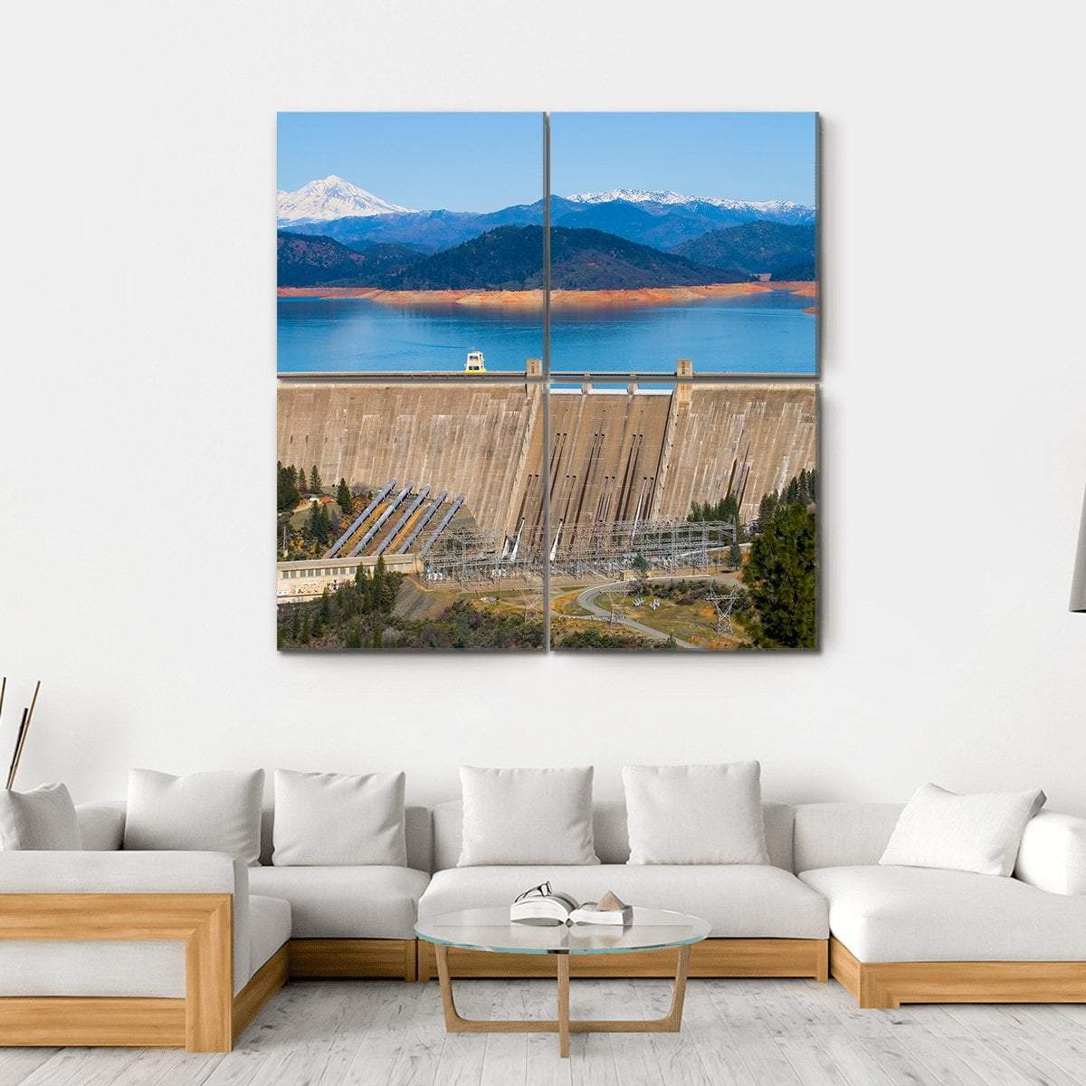 Shasta Dam Canvas Wall Art-4 Square-Gallery Wrap-17" x 17"-Tiaracle