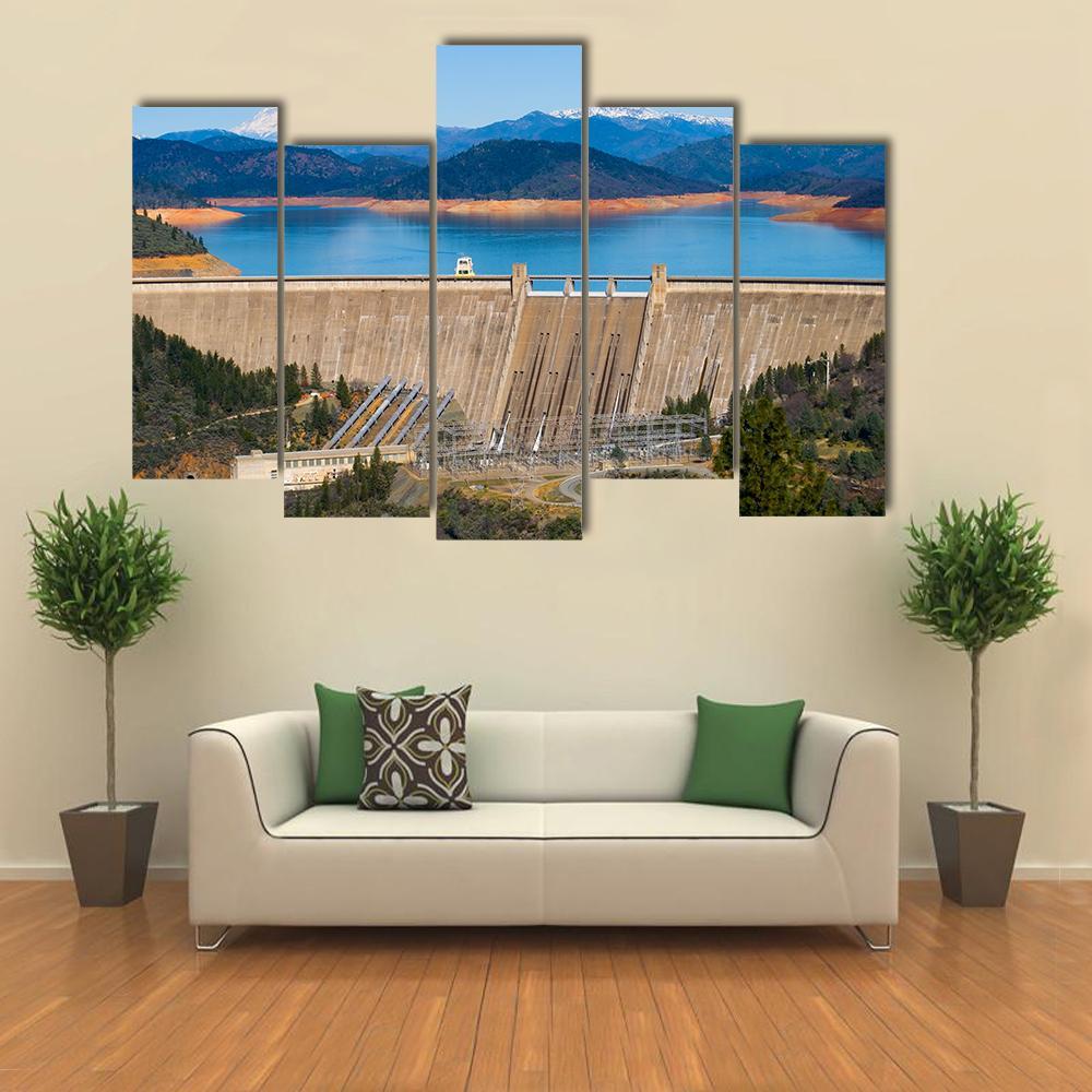 Shasta Dam Canvas Wall Art-5 Pop-Gallery Wrap-47" x 32"-Tiaracle
