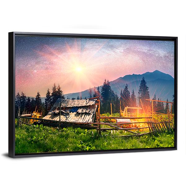 Sheep Home On Mountain Canvas Wall Art-3 Horizontal-Gallery Wrap-25" x 16"-Tiaracle