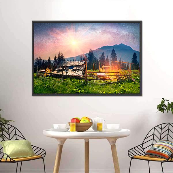 Sheep Home On Mountain Canvas Wall Art-3 Horizontal-Gallery Wrap-25" x 16"-Tiaracle