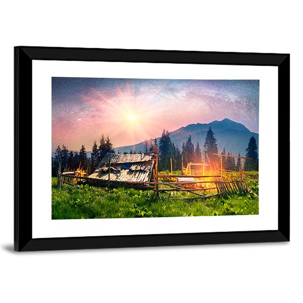 Sheep Home On Mountain Canvas Wall Art-3 Horizontal-Gallery Wrap-25" x 16"-Tiaracle