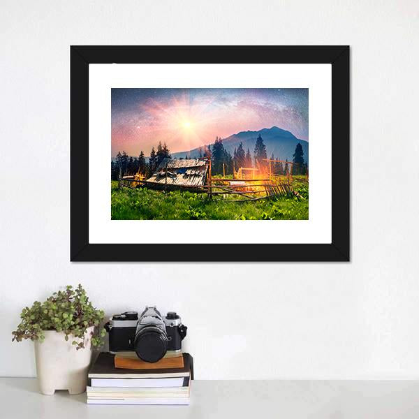 Sheep Home On Mountain Canvas Wall Art-1 Piece-Framed Print-20" x 16"-Tiaracle