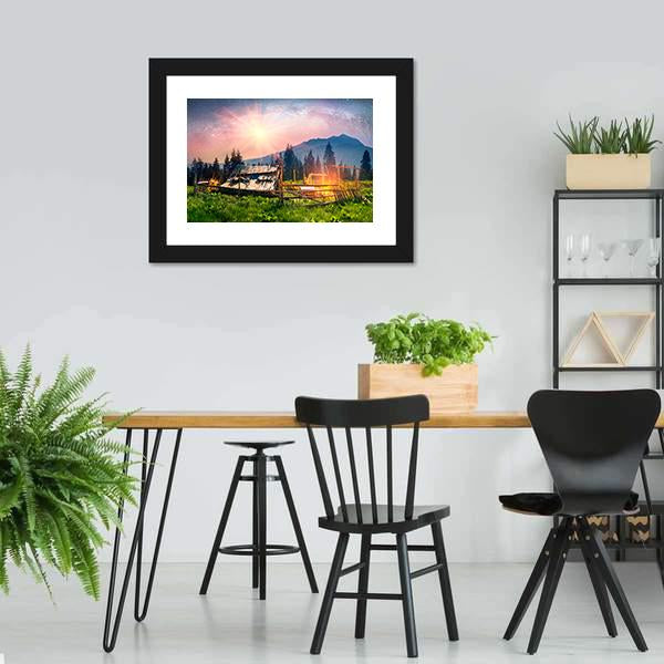 Sheep Home On Mountain Canvas Wall Art-3 Horizontal-Gallery Wrap-25" x 16"-Tiaracle