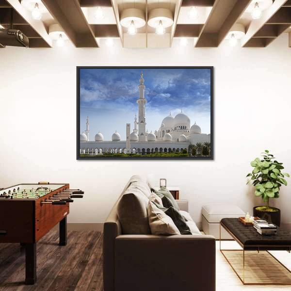 Sheikh Zayed Mosque In Abu Dhabi Canvas Wall Art-5 Horizontal-Gallery Wrap-22" x 12"-Tiaracle