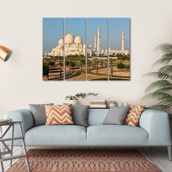 Sheikh Zayed White Mosque Canvas Wall Art-4 Horizontal-Gallery Wrap-34" x 24"-Tiaracle