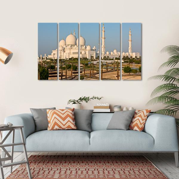 Sheikh Zayed White Mosque Canvas Wall Art-5 Horizontal-Gallery Wrap-22" x 12"-Tiaracle