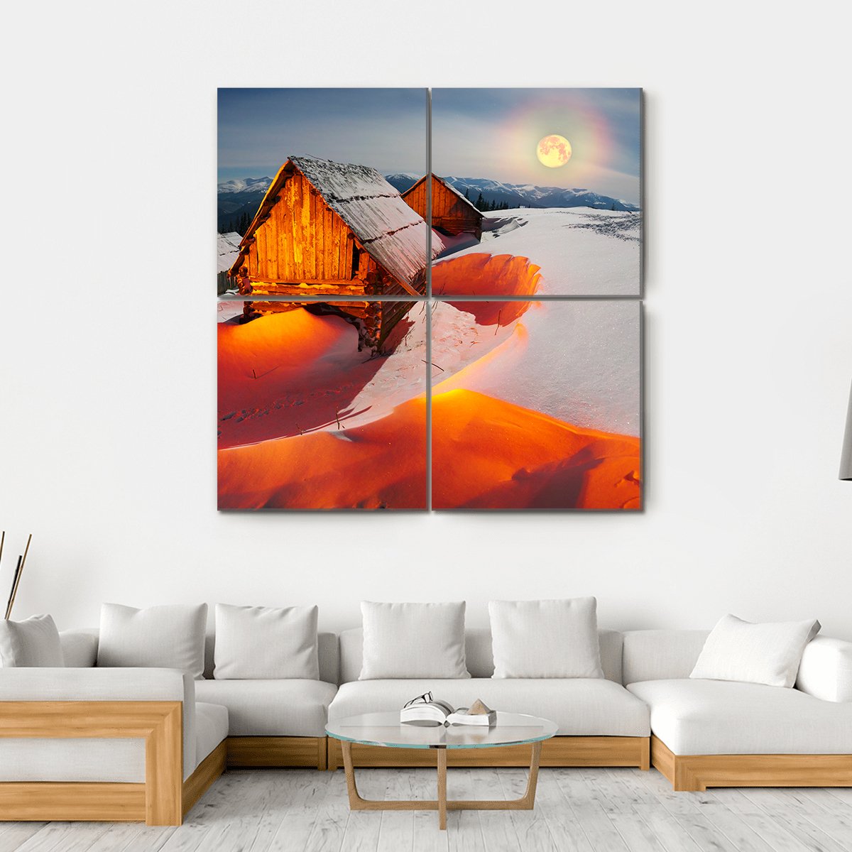 Shepherds Houses In The Ukrainian Carpathians Canvas Wall Art-4 Square-Gallery Wrap-17" x 17"-Tiaracle