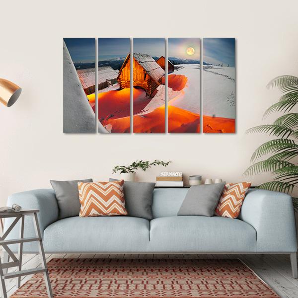 Shepherds Houses In The Ukrainian Carpathians Canvas Wall Art-5 Horizontal-Gallery Wrap-22" x 12"-Tiaracle