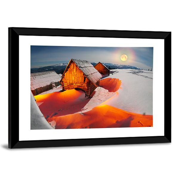 Shepherds Houses In The Ukrainian Carpathians Panoramic Canvas Wall Art-1 Piece-36" x 12"-Tiaracle