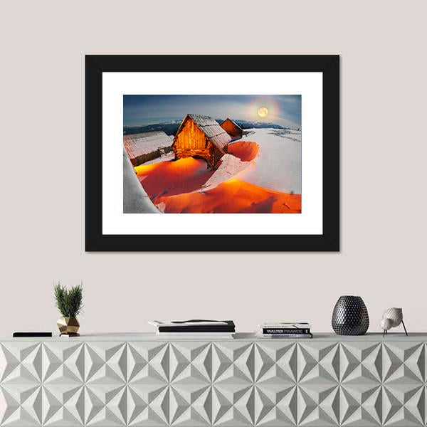 Shepherds Houses In The Ukrainian Carpathians Panoramic Canvas Wall Art-1 Piece-36" x 12"-Tiaracle