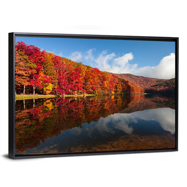 Sherando Lake In Autumn Canvas Wall Art-3 Horizontal-Gallery Wrap-25" x 16"-Tiaracle