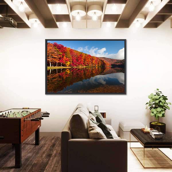 Sherando Lake In Autumn Canvas Wall Art-3 Horizontal-Gallery Wrap-25" x 16"-Tiaracle