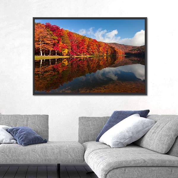 Sherando Lake In Autumn Canvas Wall Art-3 Horizontal-Gallery Wrap-25" x 16"-Tiaracle
