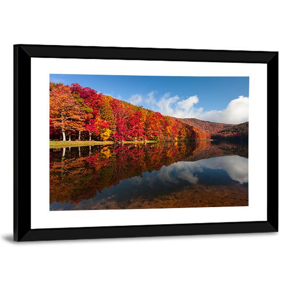 Sherando Lake In Autumn Canvas Wall Art-3 Horizontal-Gallery Wrap-25" x 16"-Tiaracle