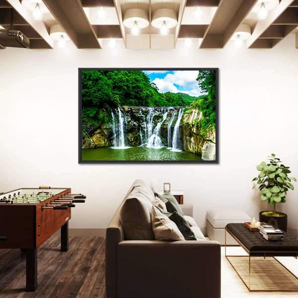 Shifen Waterfall At Pingxi Township Canvas Wall Art-3 Horizontal-Gallery Wrap-25" x 16"-Tiaracle