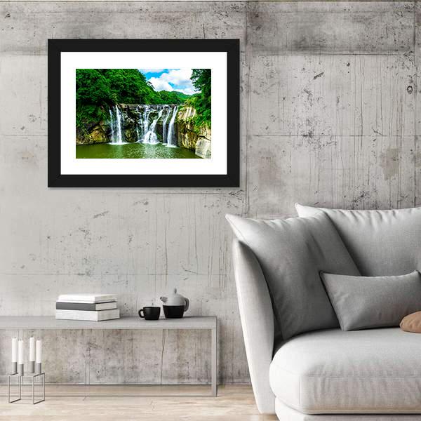 Shifen Waterfall At Pingxi Township Canvas Wall Art-3 Horizontal-Gallery Wrap-25" x 16"-Tiaracle